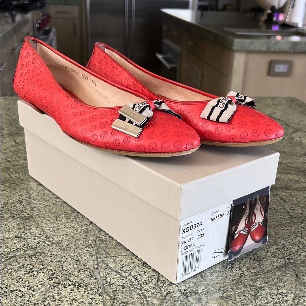 Giorgio Armani Coral Flats with Bow Accent